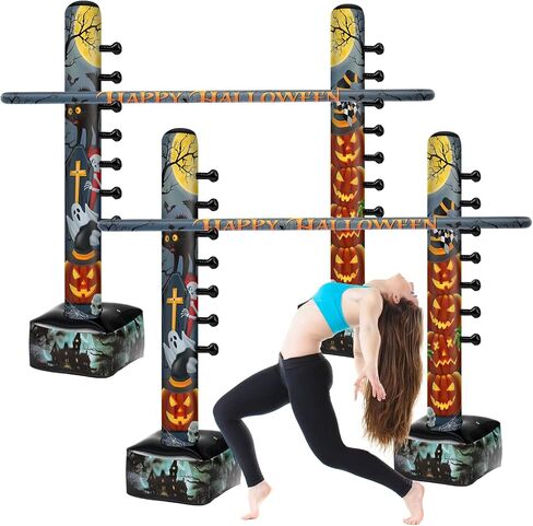 2 Pack Inflatable Limbo Party Activities for Adults 59 Inch Easy Setup Limbo Stick for Indoor Outdoor Summer Hawaiian Tropical Luau Birthday Pool Picnic Family Activities(Beach) in Kuwait