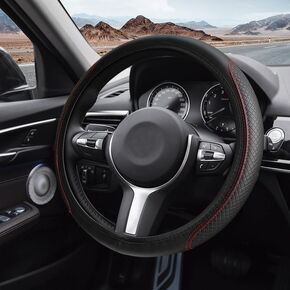 Leather Car Steering Wheel Cover, 15Inch Universal Stretchy Steering Wheel Protector, Anti Slip, Non Slip, Waterproof, Odorless, Easy to Clean, Compatible with SUVs, Trucks, Cars (Black) in Kuwait