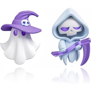 Asymmetrical Earrings Grim Reaper & Magician Ghost, cute jewelry, 3D Handmade Clay Studs, Hypoallergenic 925 Sterling Silver Posts in Saudi Arabia