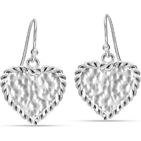 LeCalla 925 Sterling Silver Hammered Earrings for Women | Handmade Hammered Drop & Dangle Earrings Jewelry | Women's Silver Textured Statement Earrings for All Occasions in Kuwait