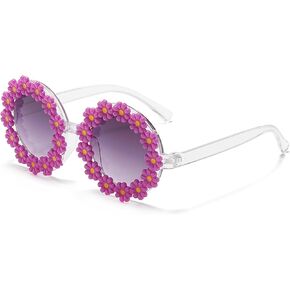 Round Flower Sunglasses for Women Retro Daisy Cute Glasses UV 400 Protection Flower Shaped Glasses for Outdoor Beach in Kuwait