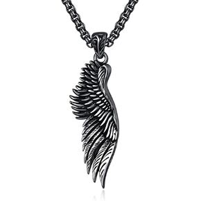 ADMETUS Angel Wing Necklaces 925 Sterling Silver Guardian Angel Single Wing Pendant Jewelry for Men with 22"+2" Rolo Chain in Kuwait