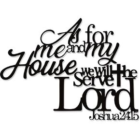 YATEASLU As For Me And My House Wall Decor – Large Christian Metal Art with Scripture Verse, Black Jesus Inspired Bible Verse Decor – Waterproof Indoor/Outdoor Religious Wall Sculpture(30x18.9IN) in Kuwait