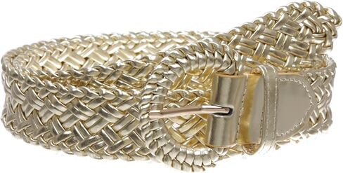 Women's 1 1/4" Inch Wide Hand Made Metallic Braided Woven Casual Belt in Saudi Arabia