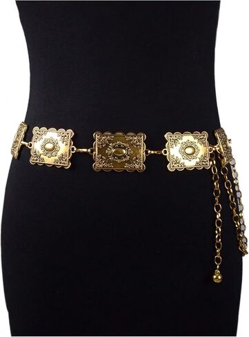 WDIRARA Women's Gothic Punk Waist Belts Metal Western Country Concert Leather Belt in Kuwait