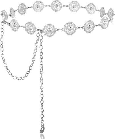 Western Belt for Women, Metal Concho Chain Belt Western Cowgirl Country Boho Waist Chain with Sun Moon in Saudi Arabia