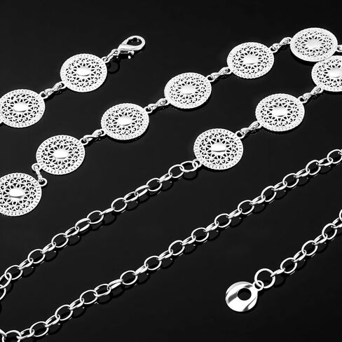 Western Belt for Women, Metal Concho Chain Belt Western Cowgirl Country Boho Waist Chain with Sun Moon in Saudi Arabia