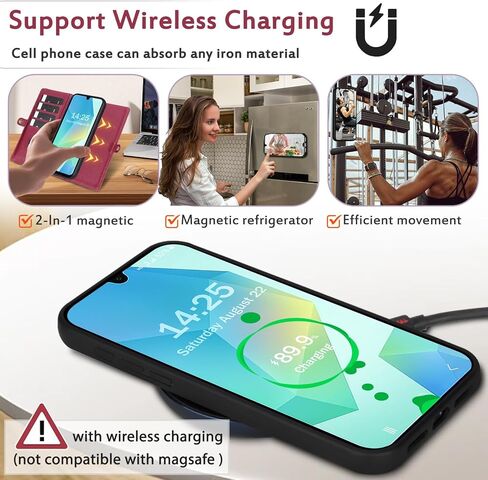 لحافظة المحفظة المتوافقة مع هاتف Samsumg Galaxy S24 Ultra متعددة الوظائف قابلة للفصل 2 في 1 محفظة هاتف مغناطيسية، حافظة هاتف بسحاب وحزام قلاب مع أشرطة كتف (أسود) in Kuwait