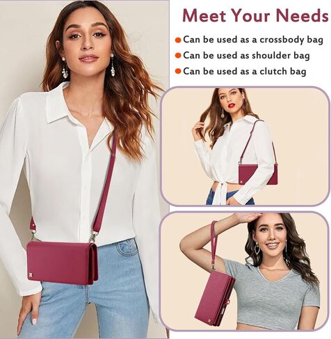 لحافظة المحفظة المتوافقة مع هاتف Samsumg Galaxy S24 Ultra متعددة الوظائف قابلة للفصل 2 في 1 محفظة هاتف مغناطيسية، حافظة هاتف بسحاب وحزام قلاب مع أشرطة كتف (أسود) in Kuwait