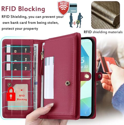 لحافظة المحفظة المتوافقة مع هاتف Samsumg Galaxy S24 Ultra متعددة الوظائف قابلة للفصل 2 في 1 محفظة هاتف مغناطيسية، حافظة هاتف بسحاب وحزام قلاب مع أشرطة كتف (أسود) in Kuwait