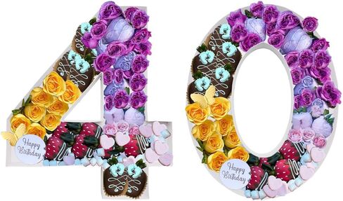 12inch Cardboard Number Fillable Food Tray Box for Charcuterie, Cupcake Arrangement, Birthday Anniversary (White, 40) in Kuwait