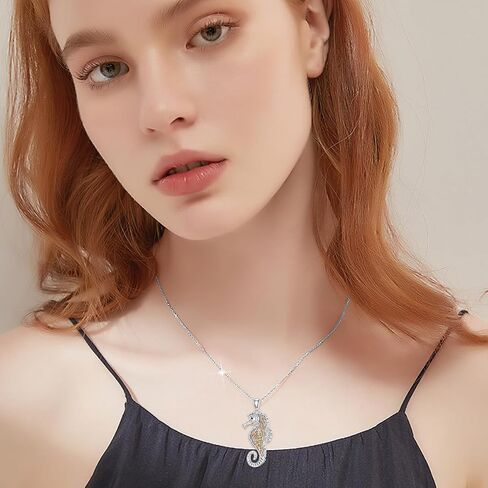 Diamond Seahorse Necklace 925 Sterling Silver Lab Grown Diamond Seahorse Pendant Necklace Gift for Women in Saudi Arabia
