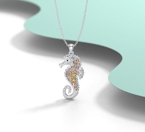 Diamond Seahorse Necklace 925 Sterling Silver Lab Grown Diamond Seahorse Pendant Necklace Gift for Women in Saudi Arabia