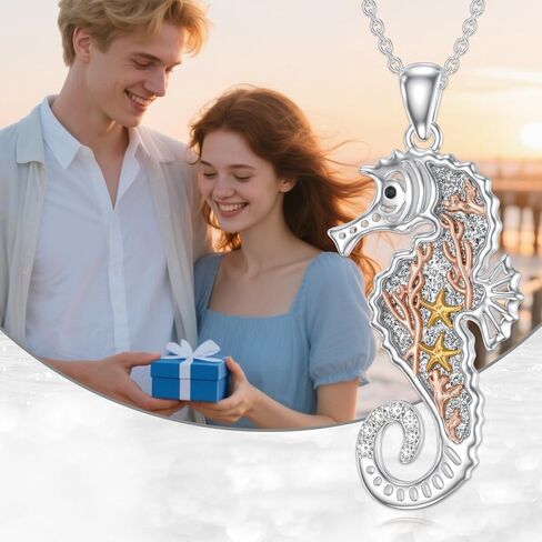 Diamond Seahorse Necklace 925 Sterling Silver Lab Grown Diamond Seahorse Pendant Necklace Gift for Women in Saudi Arabia