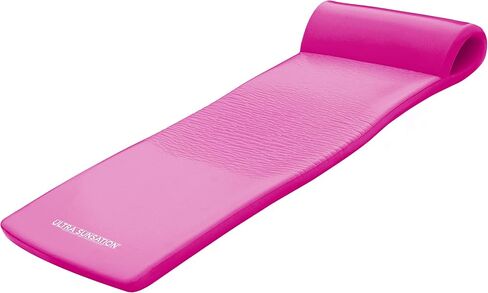 TRC Recreation Ultra Sunsation 2.5 "سميكة فينيل المغلفة سباحة سباحة المسبح العائم حصيرة الكبار مع وسادة لفة مدمجة ، وردي in Saudi Arabia