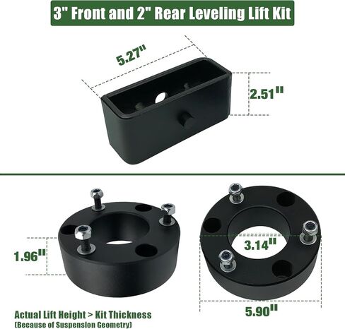 طقم رفع التسوية الخلفية 3 بوصة أمامي 2 بوصة، مع مجموعة تفاضلية لسيارة Toyota 2003-2024 4Runner FJ Cruiser 4WD أطقم رفع فاصل زنبركي كامل التسوية in Saudi Arabia