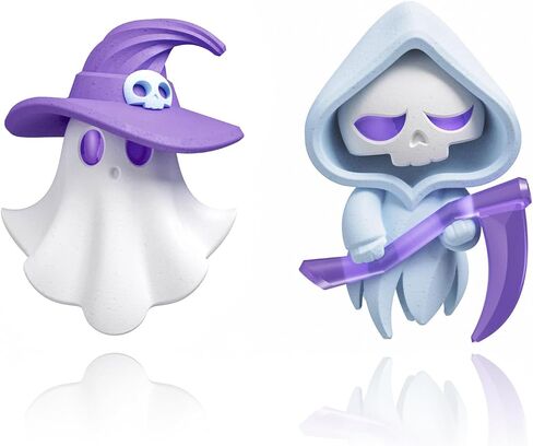 Asymmetrical Earrings Grim Reaper & Magician Ghost, cute jewelry, 3D Handmade Clay Studs, Hypoallergenic 925 Sterling Silver Posts in Saudi Arabia