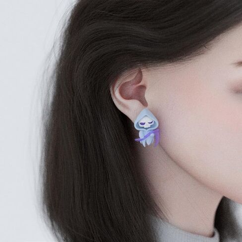 Asymmetrical Earrings Grim Reaper & Magician Ghost, cute jewelry, 3D Handmade Clay Studs, Hypoallergenic 925 Sterling Silver Posts in Saudi Arabia