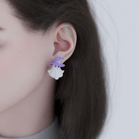 Asymmetrical Earrings Grim Reaper & Magician Ghost, cute jewelry, 3D Handmade Clay Studs, Hypoallergenic 925 Sterling Silver Posts in Saudi Arabia