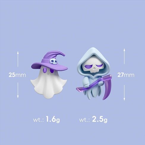 Asymmetrical Earrings Grim Reaper & Magician Ghost, cute jewelry, 3D Handmade Clay Studs, Hypoallergenic 925 Sterling Silver Posts in Saudi Arabia