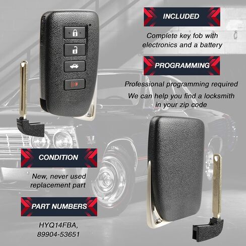 Keyless Entry Remote Key Fob Replacement 4-Button for 2013 2014 2015 2016 2017 2018 2019 Lexus IS250 IS350 RC350 IS200T IS200 ES300h (HYQ14FBA, AG Board, 89904-53651) in Saudi Arabia