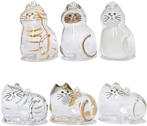 6 Pcs Pet Hair Keychain Clear Cat Shape Storage Bottle Memorial Pendant for Pet Lovers Collecting Keepsake in Saudi Arabia