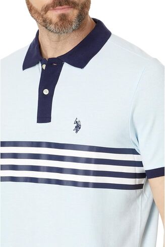 U.S. POLO ASSN. Men's Printed Chest Stripe Pique Short Sleeve Polo Shirt in Saudi Arabia