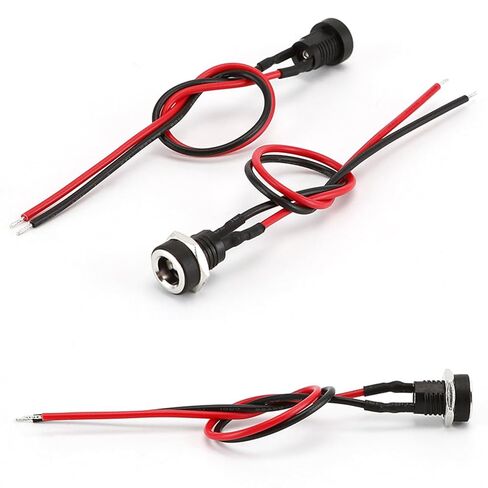 10-حزمة 5.5 مللي متر x 2.1 مللي متر تيار مستمر مقبس الطاقة جاك أنثى لوحة جبل موصل محول DC-022B مع سلك كابل 15 مللي متر in Kuwait