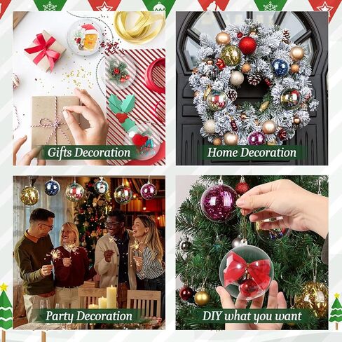 10pcs 2.36''/60mm Christmas Balls Clear Plastic Fillable Baubles Ball for Christmas Tree Ornaments Hanging Pendants Wedding Party Christmas Decorations Navidad, DIY Christmas Ornaments in Saudi Arabia