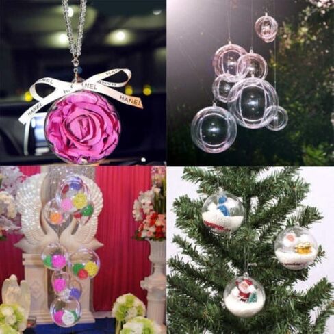 10pcs 2.36''/60mm Christmas Balls Clear Plastic Fillable Baubles Ball for Christmas Tree Ornaments Hanging Pendants Wedding Party Christmas Decorations Navidad, DIY Christmas Ornaments in Saudi Arabia