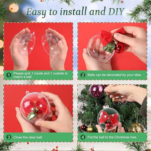 10pcs 2.36''/60mm Christmas Balls Clear Plastic Fillable Baubles Ball for Christmas Tree Ornaments Hanging Pendants Wedding Party Christmas Decorations Navidad, DIY Christmas Ornaments in Saudi Arabia