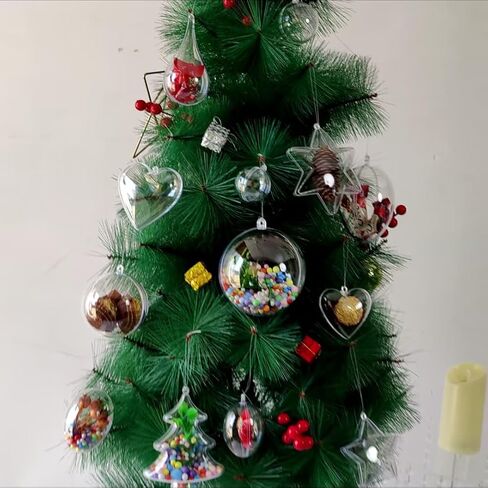 10pcs 2.36''/60mm Christmas Balls Clear Plastic Fillable Baubles Ball for Christmas Tree Ornaments Hanging Pendants Wedding Party Christmas Decorations Navidad, DIY Christmas Ornaments in Saudi Arabia