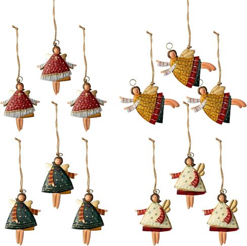 Resin Christmas Tree Ornaments 6-Pack Xmas Hanging Ornaments Santa Snowman Christmas Stocking Sleigh Ornaments for Holiday Decorations, Outdoor Holiday Home Decorations in Kuwait