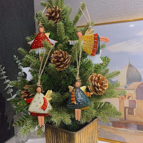 Resin Christmas Tree Ornaments 6-Pack Xmas Hanging Ornaments Santa Snowman Christmas Stocking Sleigh Ornaments for Holiday Decorations, Outdoor Holiday Home Decorations in Kuwait