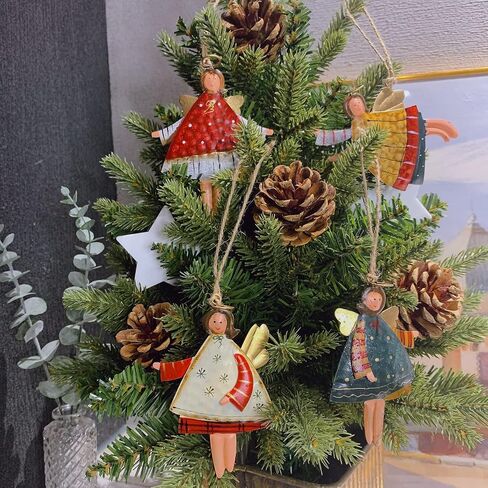 Resin Christmas Tree Ornaments 6-Pack Xmas Hanging Ornaments Santa Snowman Christmas Stocking Sleigh Ornaments for Holiday Decorations, Outdoor Holiday Home Decorations in Kuwait