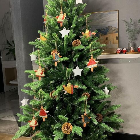 Resin Christmas Tree Ornaments 6-Pack Xmas Hanging Ornaments Santa Snowman Christmas Stocking Sleigh Ornaments for Holiday Decorations, Outdoor Holiday Home Decorations in Kuwait