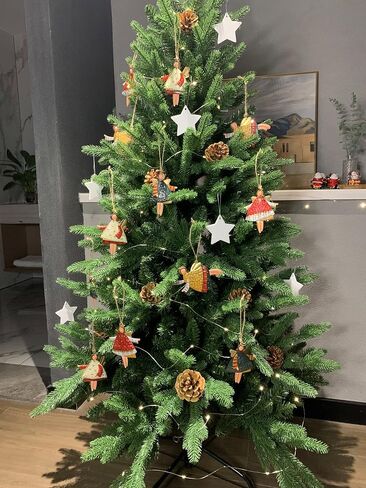 Resin Christmas Tree Ornaments 6-Pack Xmas Hanging Ornaments Santa Snowman Christmas Stocking Sleigh Ornaments for Holiday Decorations, Outdoor Holiday Home Decorations in Kuwait
