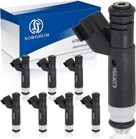 Sorghum Fuel Injectors Set of 8 Compatible with Ford F-150 2004-2008 Explorer E-150 E-150 Club Wagon E-250 F-150 Heritage & Lincoln Mark LT & Mercury Mountaineer Replace# 4L3Z-9F593-BA,FJ867,9F593191 in Saudi Arabia