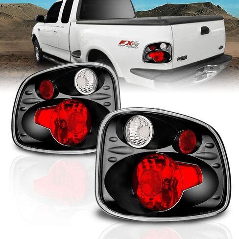 AmeriLite for 2001-2003 Ford F-150 Flareside Euro Polished Chrome Smoke Lens Replacement Tail Lights Brake Lamp Pair - Passenger and Driver Side in Saudi Arabia