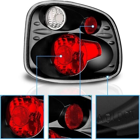 AmeriLite for 2001-2003 Ford F-150 Flareside Euro Polished Chrome Smoke Lens Replacement Tail Lights Brake Lamp Pair - Passenger and Driver Side in Saudi Arabia