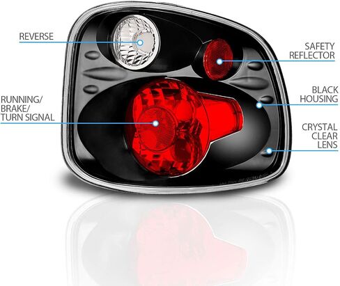 AmeriLite for 2001-2003 Ford F-150 Flareside Euro Polished Chrome Smoke Lens Replacement Tail Lights Brake Lamp Pair - Passenger and Driver Side in Saudi Arabia