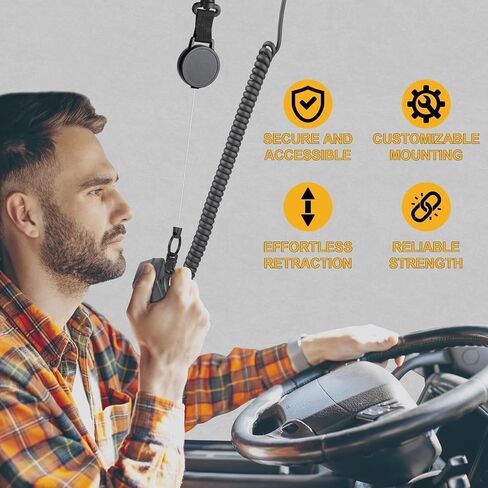 2 pack Gear Keeper CB Mic Holder Retractable Microphone Hook Holder w/Heavy-Duty Snap Clip Mount Adjustable Mic Lanyard and Hardware Mounting Kit in Saudi Arabia