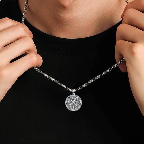 Raven Necklace 925 Sterling Silver Viking Celtic Raven Pendant Norse Raven Jewelry Gift for Men Women in Saudi Arabia