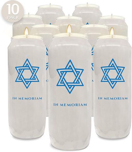 Ner Mitzvah 9 Day Yahrzeit Memorial Candles, 1 Pack - Plastic Jar - 7 Inch Tall Pillar Candles for Religious, Prayer and Vigil in Kuwait