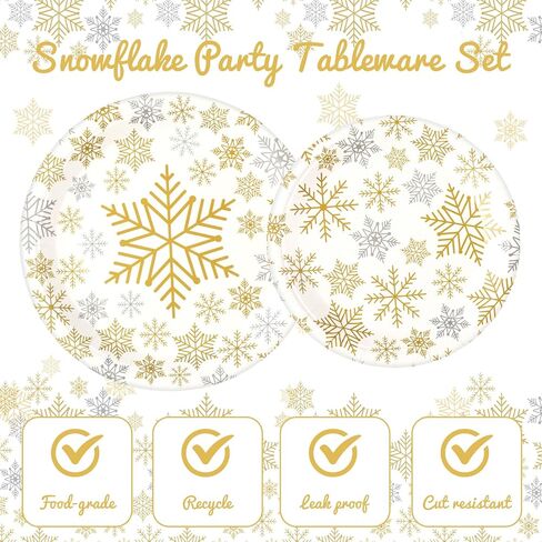 تشمل لوحات أوراق عيد الميلاد في Yungyan 120pcs لوحات حفلات عيد الميلاد 9 بوصة لوحات عشاء 7 بوصة يمكن التخلص منها لمرض العجائب في عيد الميلاد الشتوية عطلة عيد ميلاد (الفضة الأزرق ، النمط أ) in Kuwait