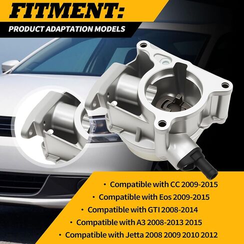 Brake Booster Vacuum Pump Compatible with 2008-2013 2015 A3 2008-2014 GTI 2008-2012 Jetta 2009-2015 CC 2009-2015 Eos Engine 1.8L 2.0L Replace 06H145100AD 06H145100AK in Saudi Arabia