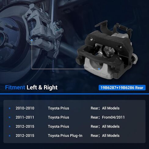 Autoround 19B6287 19B6286 Rear Brake Calipers w/Bracket Fit for Toyota Prius 2010-2015, Prius Plug-In 2012-2015, Both Driver Passenger Side in Saudi Arabia