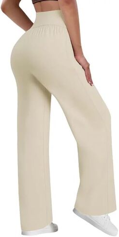 Womens Wide Leg Yoga Pants with Pockets High Waisted Work Dress Pants Stretch Casual Loose Sweatpants in Saudi Arabia