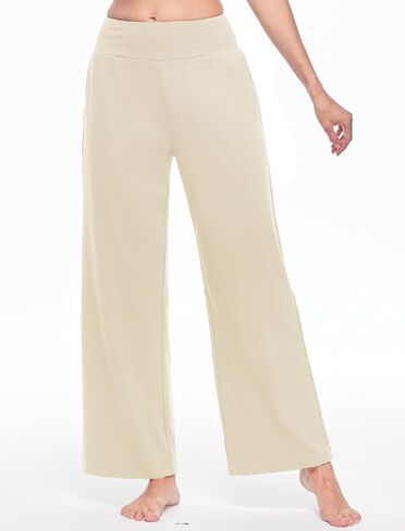Womens Wide Leg Yoga Pants with Pockets High Waisted Work Dress Pants Stretch Casual Loose Sweatpants in Saudi Arabia