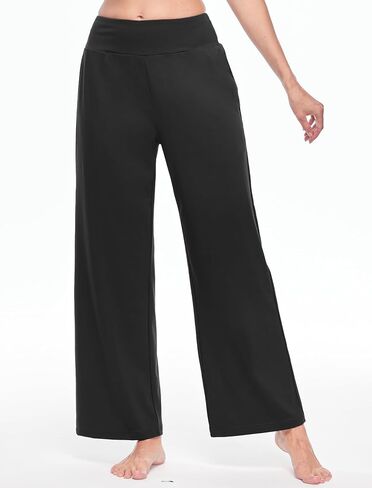 Womens Wide Leg Yoga Pants with Pockets High Waisted Work Dress Pants Stretch Casual Loose Sweatpants in Saudi Arabia